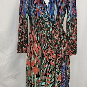 BCBG Vibrant Red and Blue Maxi Dress